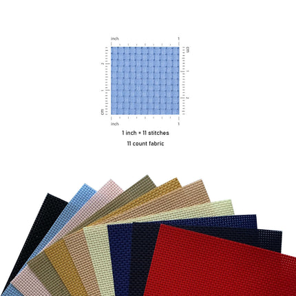 Value Pack 11CT Aida Cloth, Pre-Cut in 10 Assorted Color, 9.5″ x 13.7"