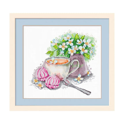 Morning Tea and Sweet Cake Stamped Cross Stitch Kit, 17.7" x 21.7"