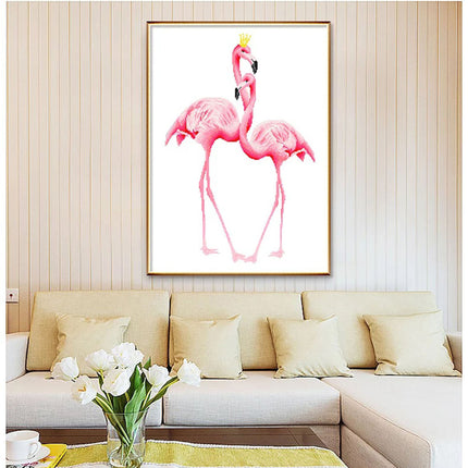 Couple Flamingo in Pink Stamped Cross Stitch Kit, 20.8" x 29.5"