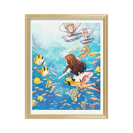 The Girl of the Sea Stamped Cross Stitch Kit, 19.7" x 25.6"
