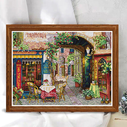 Outdoor Cafe in Verona Stamped Cross Stitch Kit, 29.5" x 21.7"