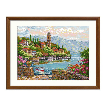 Lake Como In Italy Stamped Cross Stitch Kit, 26.8" x 21.7"