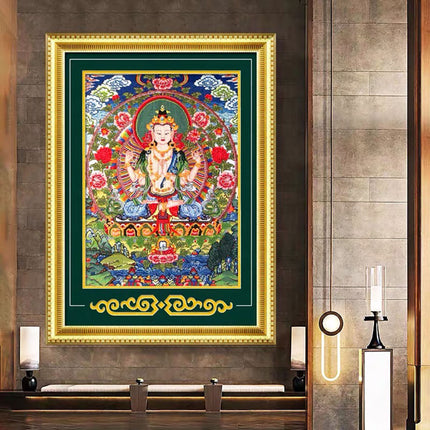 Four-Armed Guanyin Stamped Cross Stitch Kit,  28.0" x 37.0"