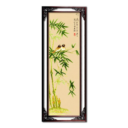 Chinese Four Classic Plants Stamped Cross Stitch Kit, Plum Blossom, Orchid, Bamboo, and Chrysanthemum