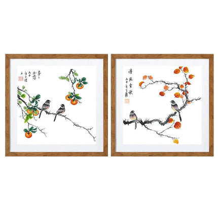 The Little Birds on Fruit Tree Stamped Cross Stitch Kit, 19.6" x 19.6"