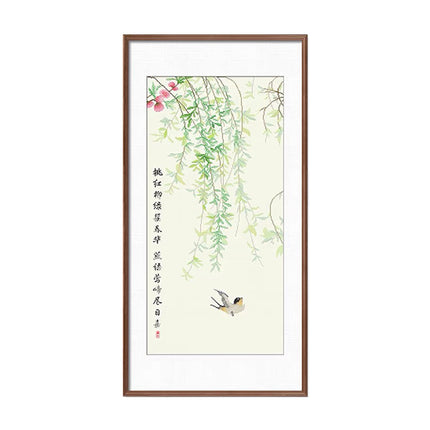 Spring Serenade - Swallows and Willow Tree Stamped Cross Stitch Kit, 19.7" x 35.5"