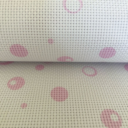 11 Count Pink Bubble Printed Cross Stitch Fabric White Aida