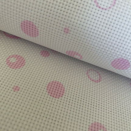 11 Count Pink Bubble Printed Cross Stitch Fabric White Aida