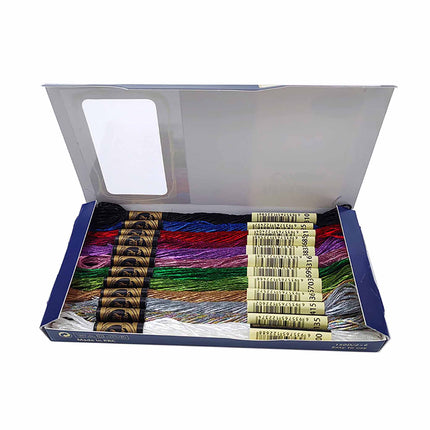Candy Color 8-Meter Long, 12-Strands Metallic Embroidery Thread Pack in 12 Vibrant Colors