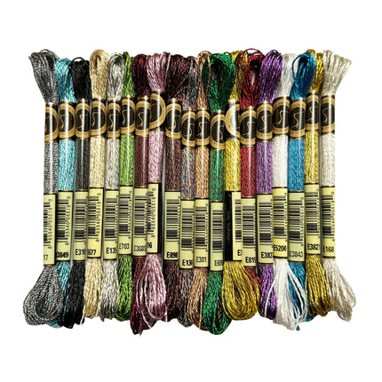 19 Vibrant Colors Metallic Embroidery Threads, Sold by Skein