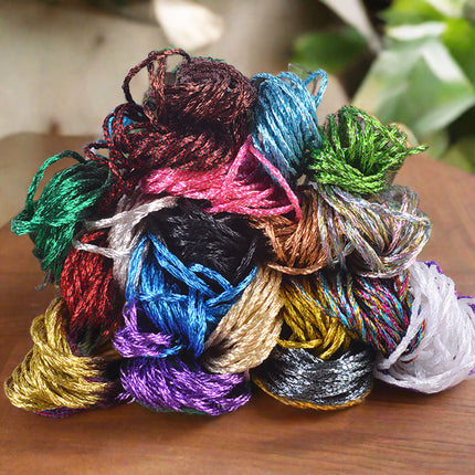 19 Vibrant Colors Metallic Embroidery Threads, Sold by Skein