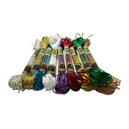 9 Vibrant Colors Metallic Embroidery Floss Pack