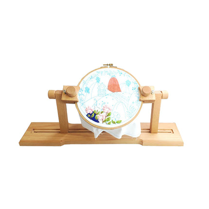 Adjustable Wooden Embroidery Frame Stand Cross Stitch Hoops Holder