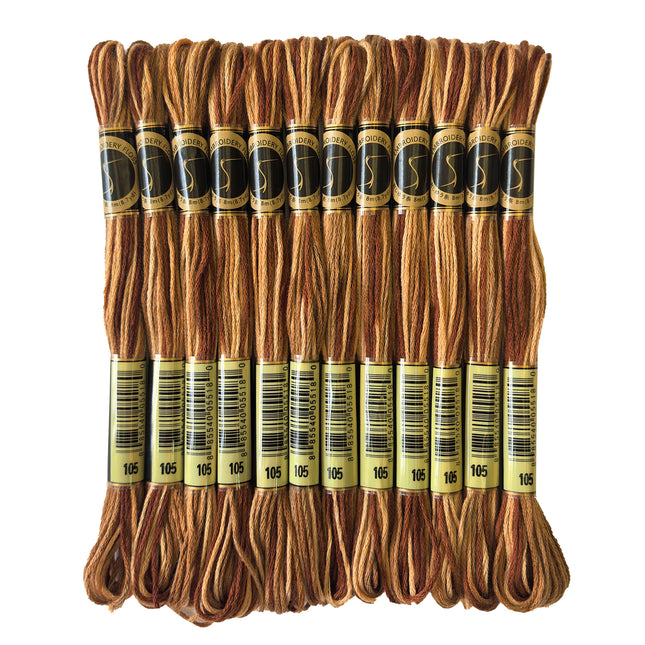 Variegated Thread, 8.7-Yard, Pack of 12 Skeins, Tan Brown