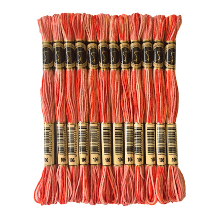 Variegated Thread, 8.7-Yard, Pack of 12 Skeins, Coral