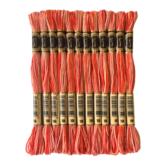 Variegated Thread, 8.7-Yard, Pack of 12 Skeins, Coral