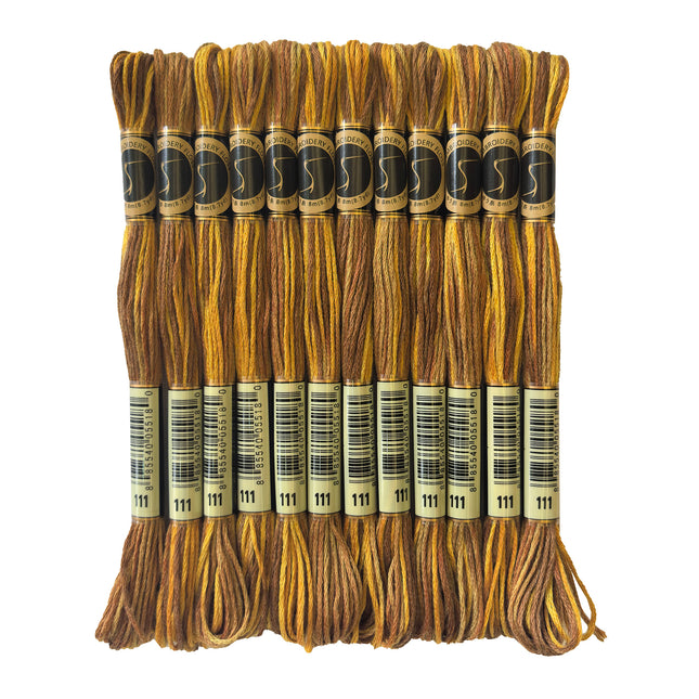 Variegated Thread, 8.7-Yard, Pack of 12 Skeins, Gold Brown