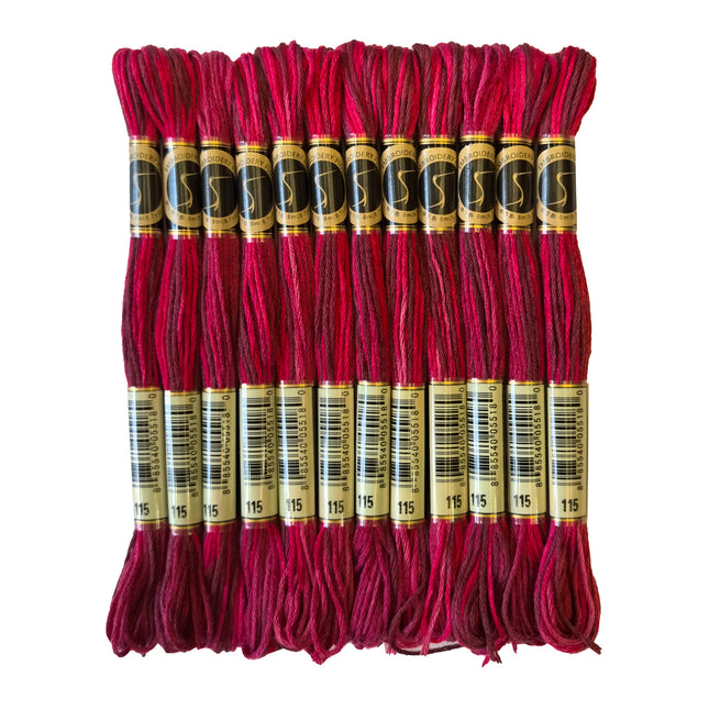 Variegated Thread, 8.7-Yard, Pack of 12 Skeins, Dark Red