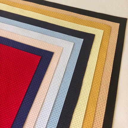 11 Count Aida Cloth Cross Stitch Fabric Pack – 10 Colors Pre-Cut Squares, 11.8 x 11.8 Inch, Set of 10 Pieces