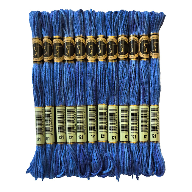 Variegated Thread, 8.7-Yard, Pack of 12 Skeins, Delft Blue