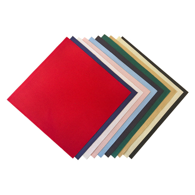 14 Count Aida Cloth Cross Stitch Fabric Pack – 10 Colors Pre-Cut Squares, 11.8 x 11.8 Inch, Set of 10 Pieces