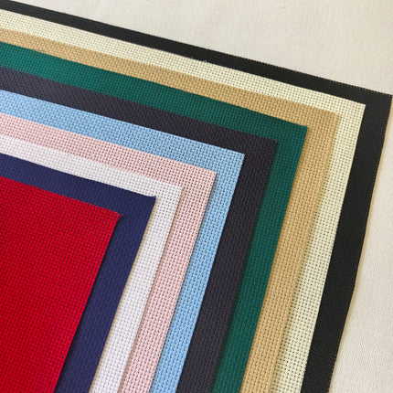 14 Count Aida Cloth Cross Stitch Fabric Pack – 10 Colors Pre-Cut Squares, 11.8 x 11.8 Inch, Set of 10 Pieces