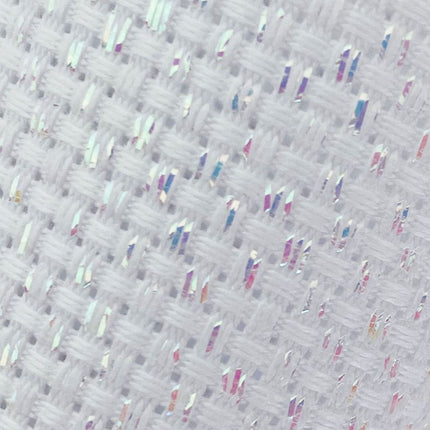 14 Count Iridescent Aida Cross Stitch Fabric – Sparkle White Pre-Cut Cloths, 11.8 x 11.8 Inch Squares, Set of 5 Pieces