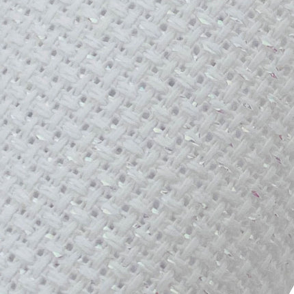 14 Count Iridescent Aida Cross Stitch Fabric – Sparkle White Pre-Cut Cloths, 11.8 x 11.8 Inch Squares, Set of 5 Pieces
