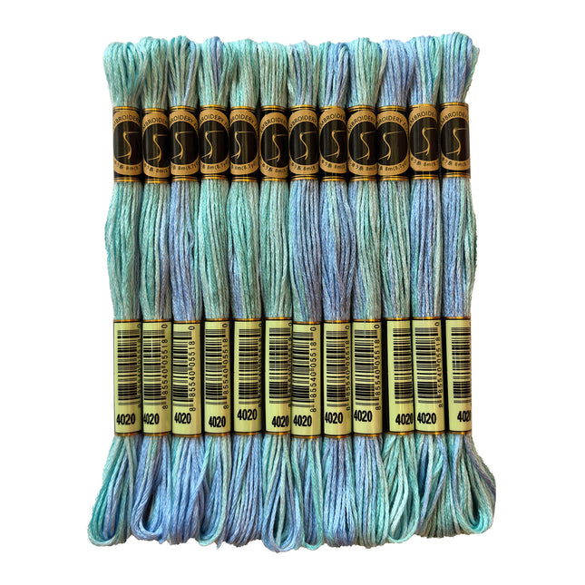 Variegated Thread, 8.7-Yard, Pack of 12 Skeins, Tropical Waters