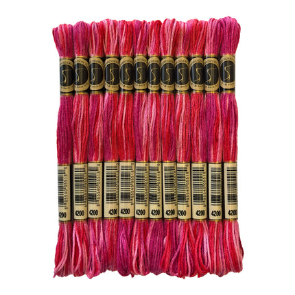 Variegated Thread, 8.7-Yard, Pack of 12 Skeins, Wild Fire