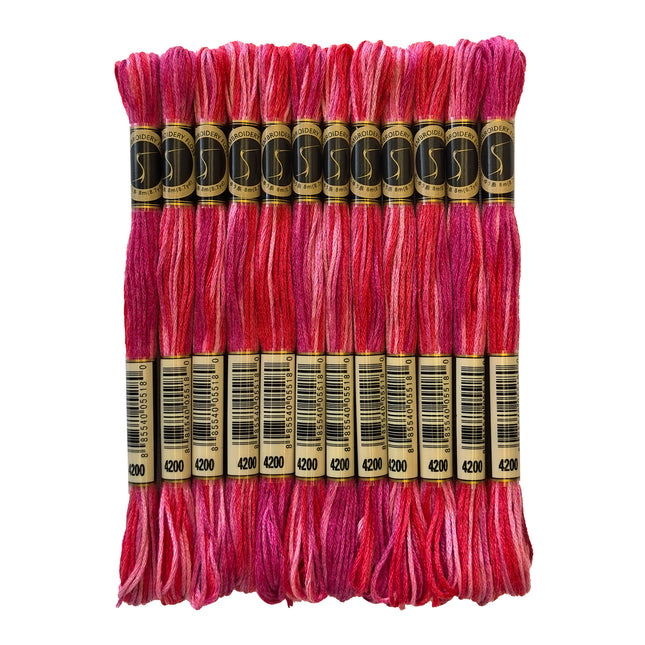 Variegated Thread, 8.7-Yard, Pack of 12 Skeins, Wild Fire