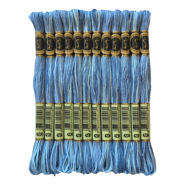 Variegated Thread, 8.7-Yard, Pack of 12 Skeins, Crystal Water