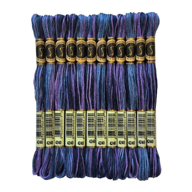 Variegated Thread, 8.7-Yard, Pack of 12 Skeins, Mid Summer Night