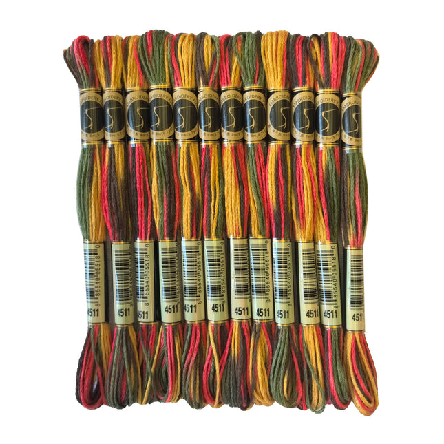Variegated Thread, 8.7-Yard, Pack of 12 Skeins, Indian Summer