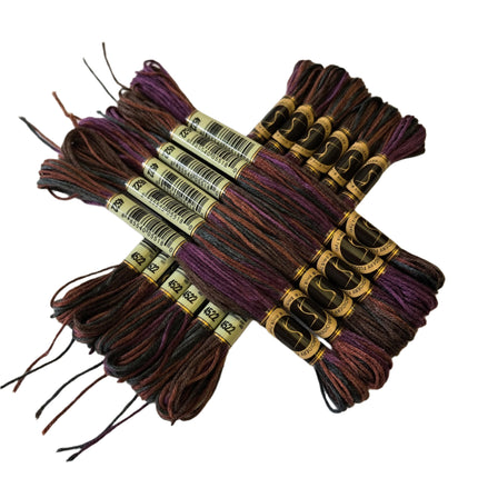 Set of purple embroidery floss with brand labels by sewcrane