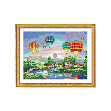 Journey of the Hot Air Balloons Stamped Cross Stitch Kit, 29.6" x 23.6"