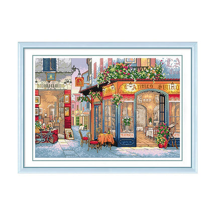 Corner Cafe Where Moments Brew Stamped Cross Stitch Kit, 27.6" x 19.7"