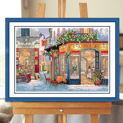 Corner Cafe Where Moments Brew Stamped Cross Stitch Kit, 27.6" x 19.7"