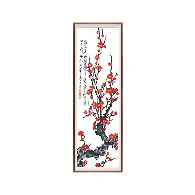 Chinese Four Classic Plants Stamped Cross Stitch Kit, Plum Blossom, Orchid, Bamboo, and Chrysanthemum