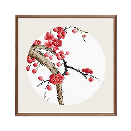 Chinese Four Classic Plants Stamped Cross Stitch Kit, Plum Blossom, Orchid, Bamboo, and Chrysanthemum