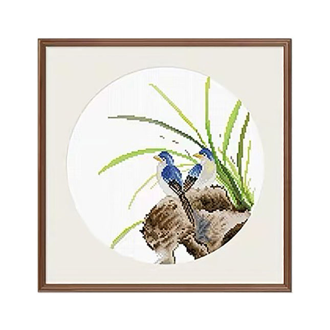 Chinese Four Classic Plants Stamped Cross Stitch Kit, Plum Blossom, Orchid, Bamboo, and Chrysanthemum