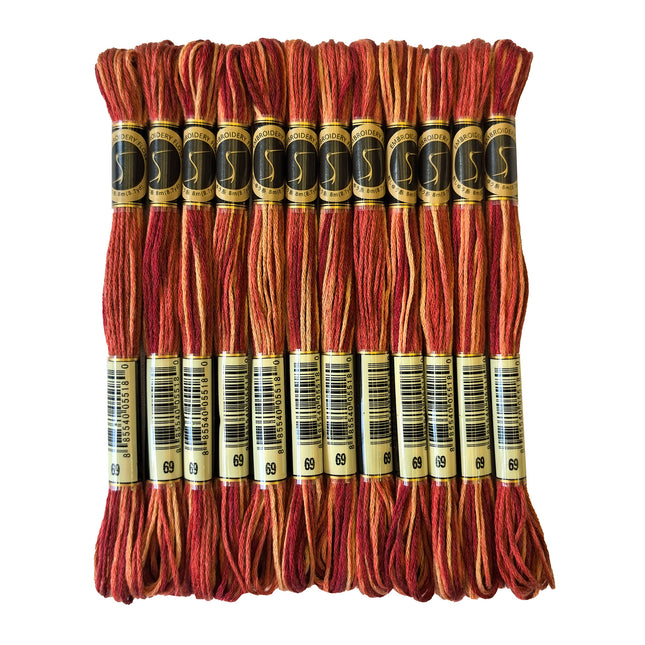 Variegated Thread, 8.7-Yard, Pack of 12 Skeins, Red Brown