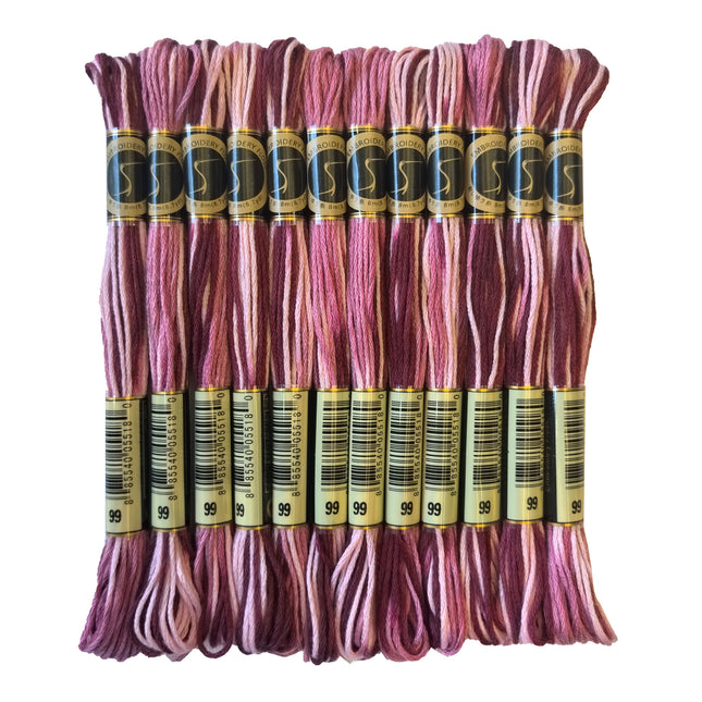 Variegated Thread, 8.7-Yard, Pack of 12 Skeins, Mauve