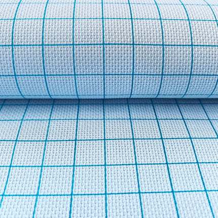 14CT Easy Count Aida Cotton Fabric with Washable Grid Lines, Mist Blue