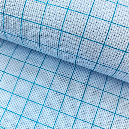 14CT Easy Count Aida Cotton Fabric with Washable Grid Lines, Mist Blue