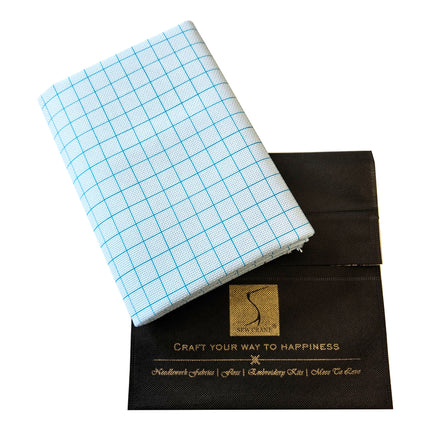 14CT Easy Count Aida Cotton Fabric with Washable Grid Lines, Mist Blue