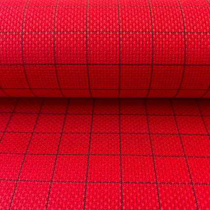 14CT Easy Count Aida Cotton Fabric with Washable Grid Lines, Ruby Red