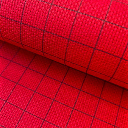 14CT Easy Count Aida Cotton Fabric with Washable Grid Lines, Ruby Red