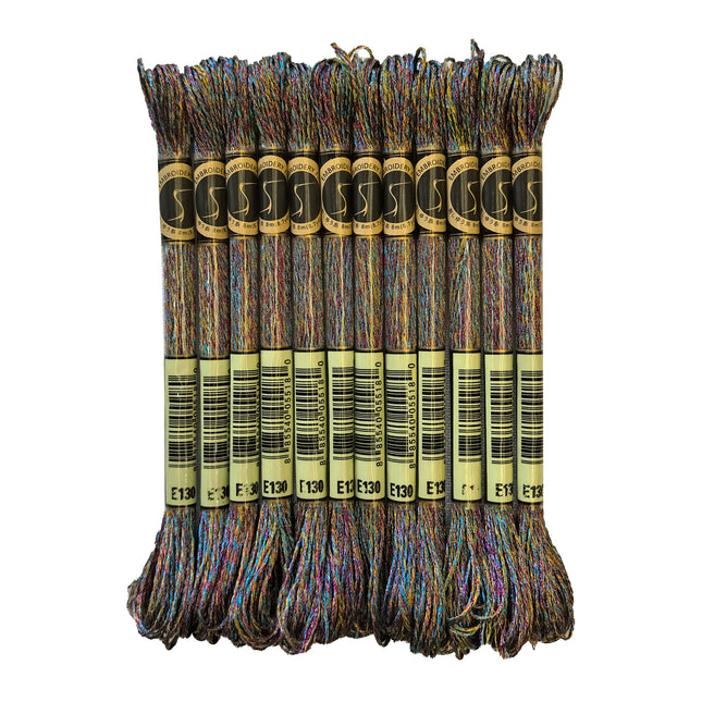 Metallic Embroidery Thread, Pack of 12 Skeins, Gemstones
