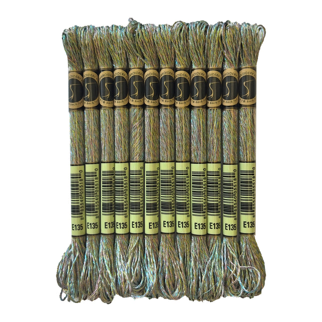 Metallic Embroidery Thread, Pack of 12 Skeins, Golden Dawn